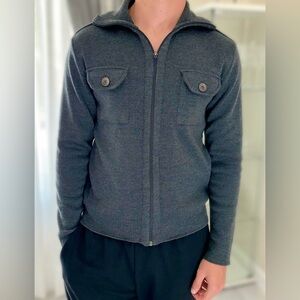 Zara wool blend man zip up sweater gray with front pockets size M
